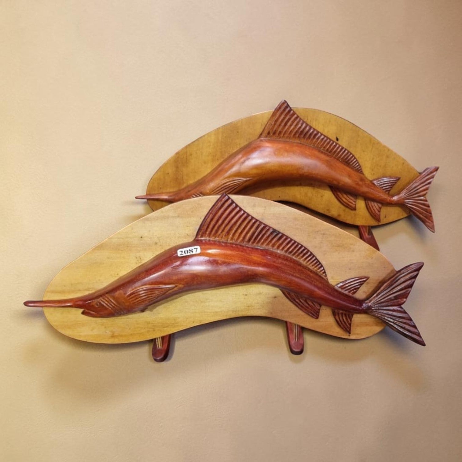 Pair Of Timber Swordfish Ornaments (Priced Each)
