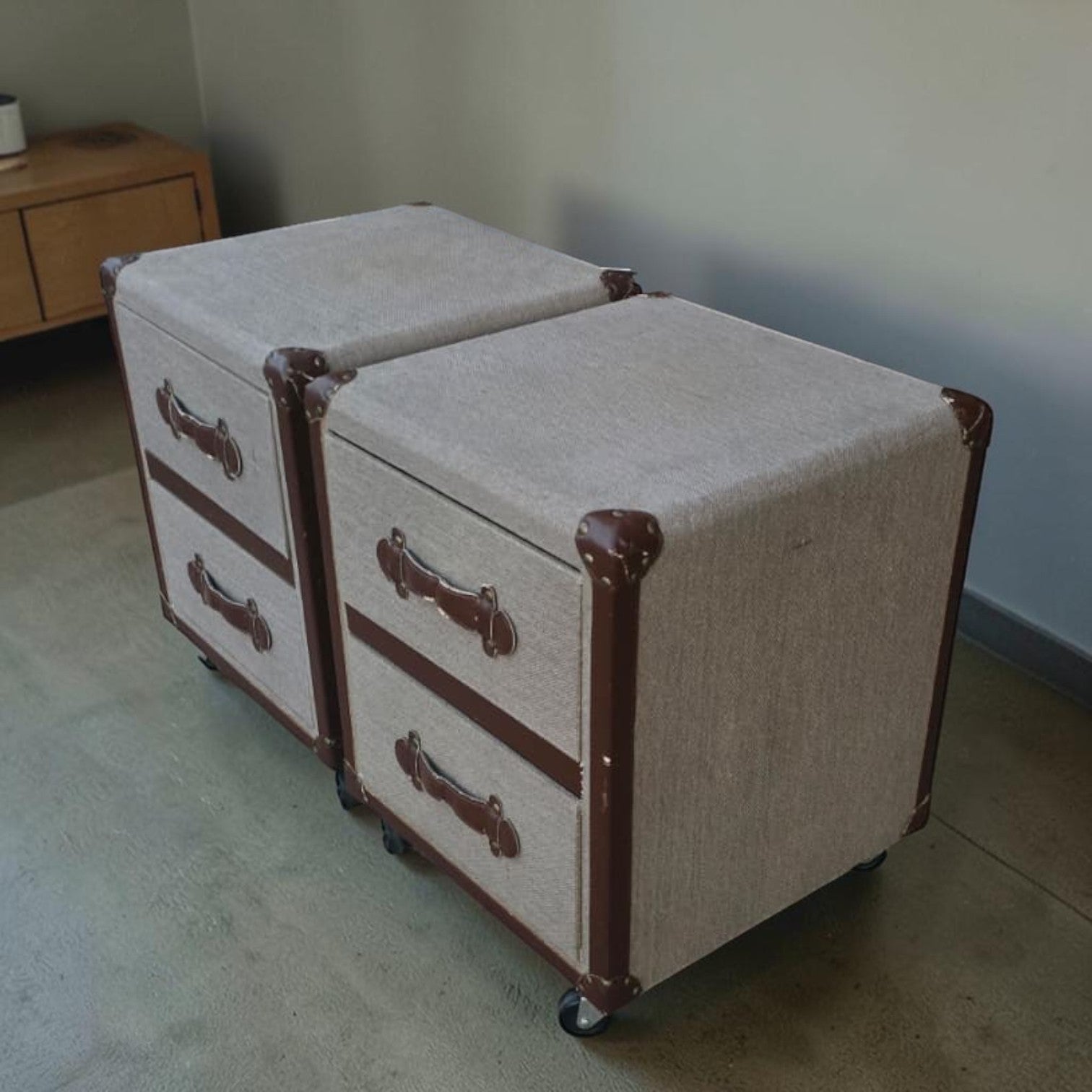 Pair Of Timothy Oulton Style Bedside Tables (Dimensions: 55x45x45) (Priced Each)