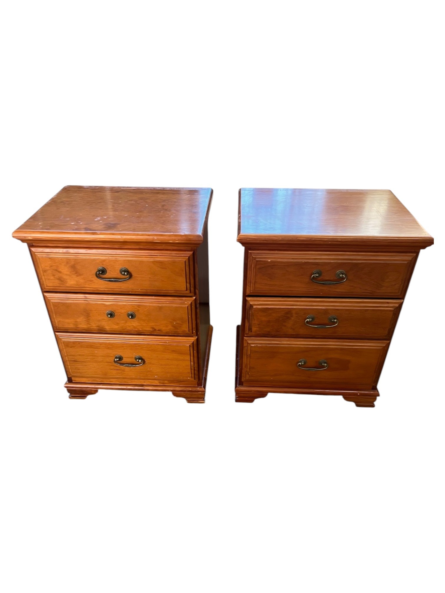 Pair Of Traditional SOLID Wood 3 Drawer Nightstands (Priced Each)