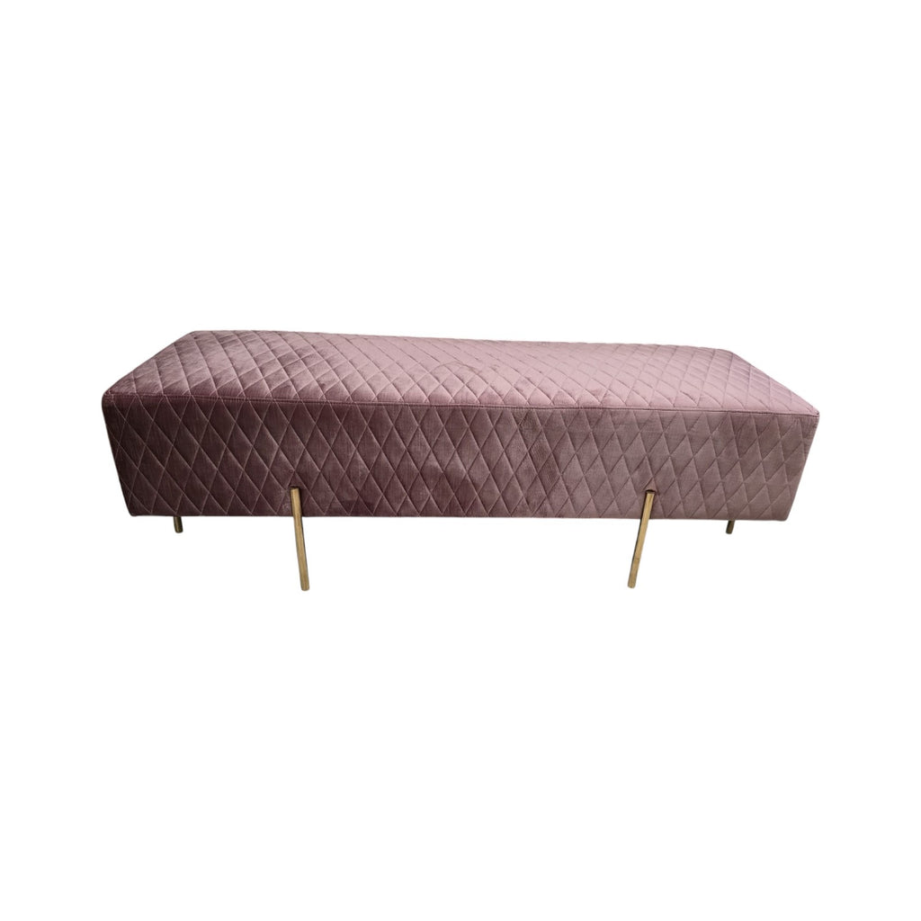 Pink Velvet Ottoman Bench