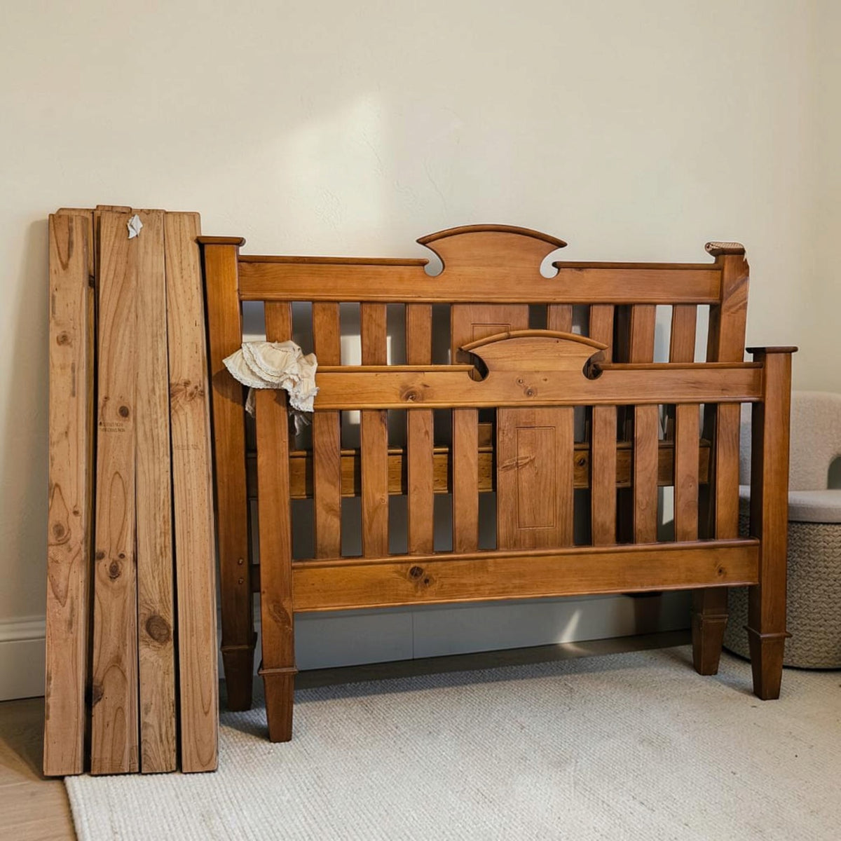 Queen Wooden Colonial-Style Pine Bed Frame