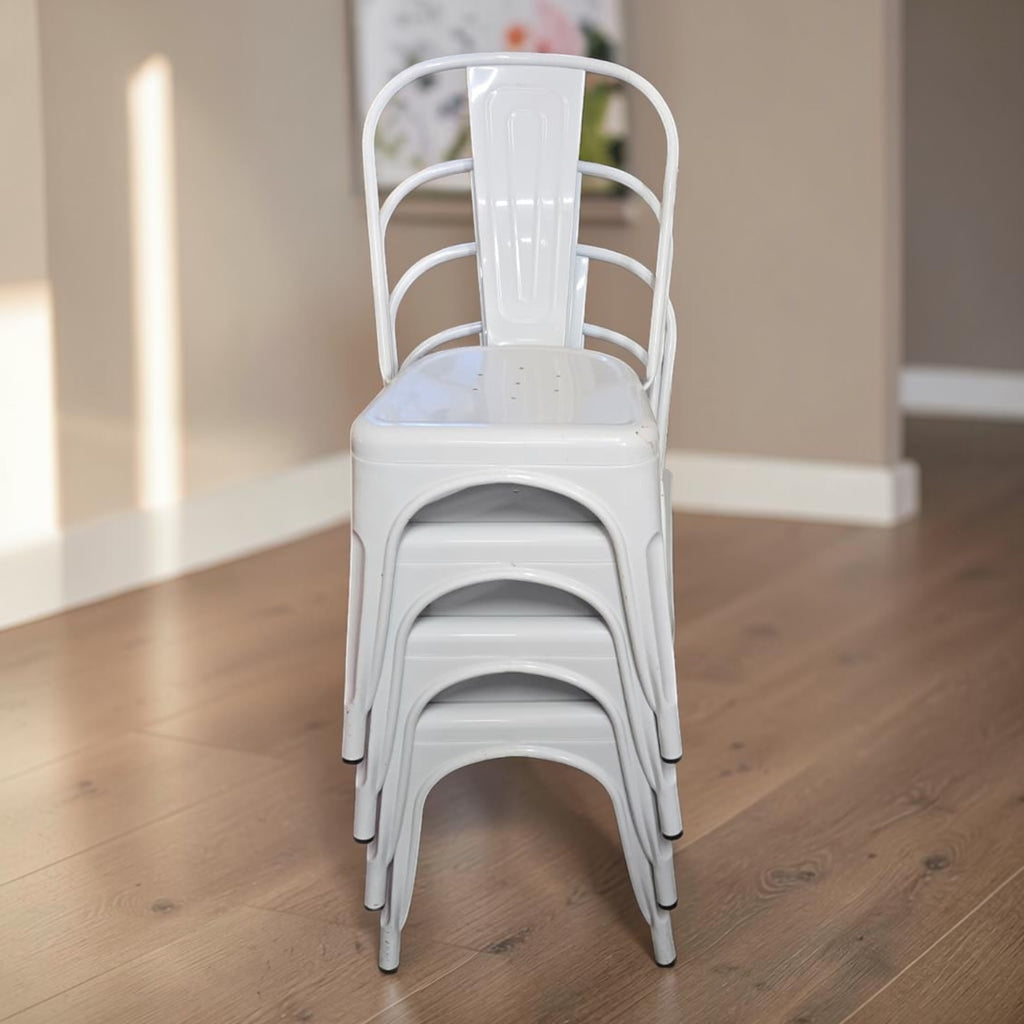 Replica Tolix Chairs x4 And Stools x3 In A White Finish (Priced Each)
