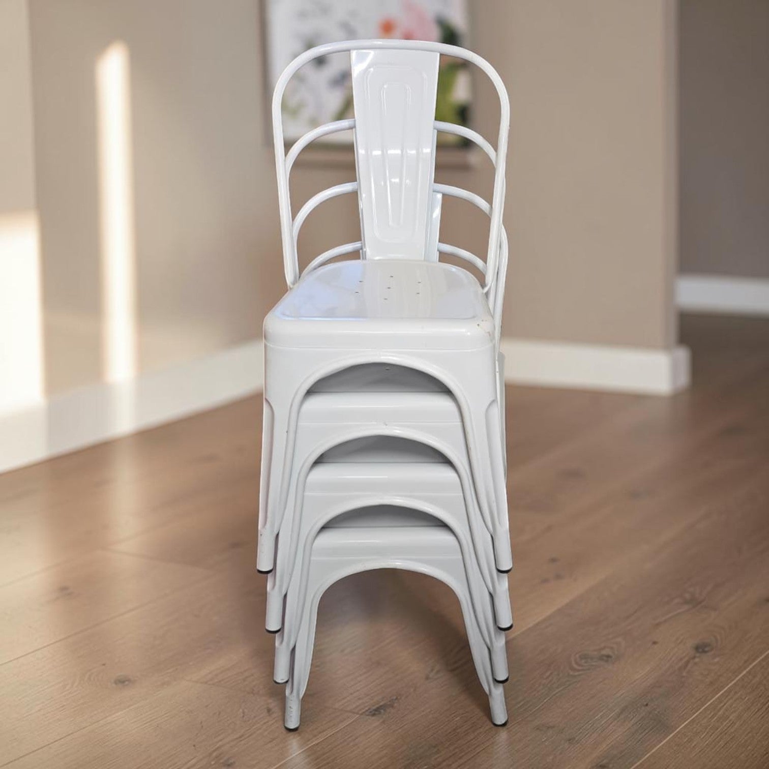 Replica Tolix Chairs x4 And Stools x3 In A White Finish (Priced Each)