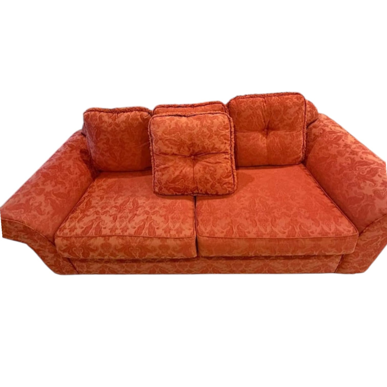 Rust Colored Fabric Three Seater Sofa
