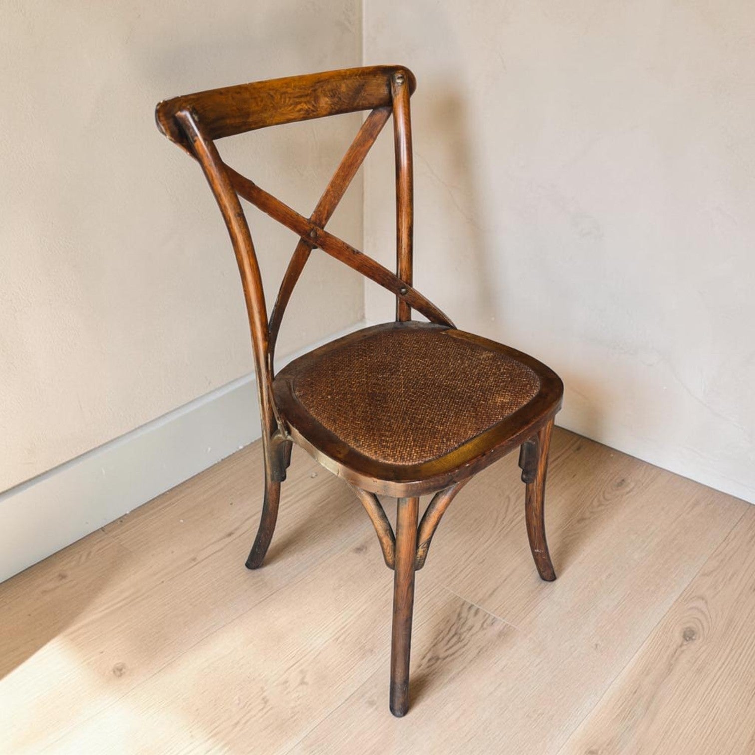 Rustic Antique Oak Crossback Dining Chair