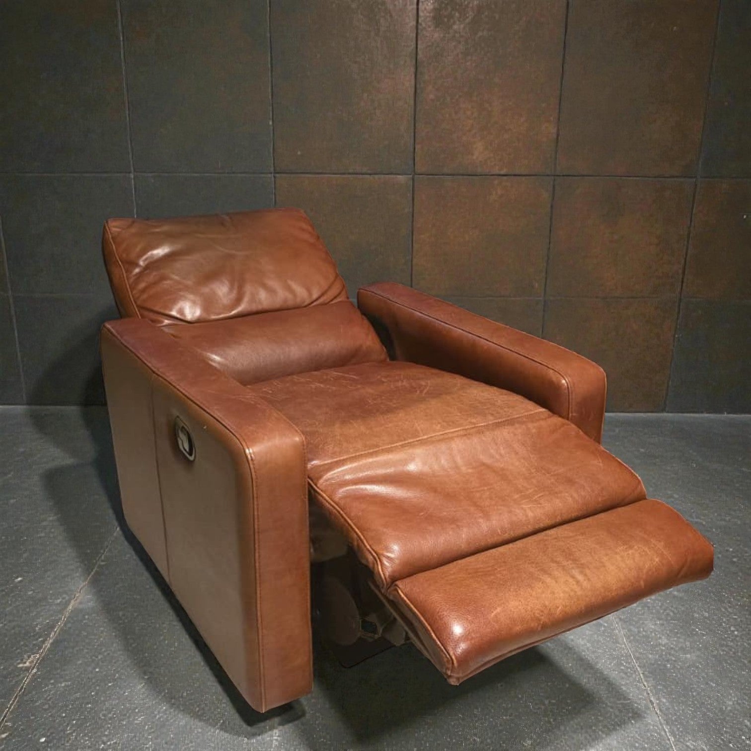 Rustic Brown Leather Recliner Chair