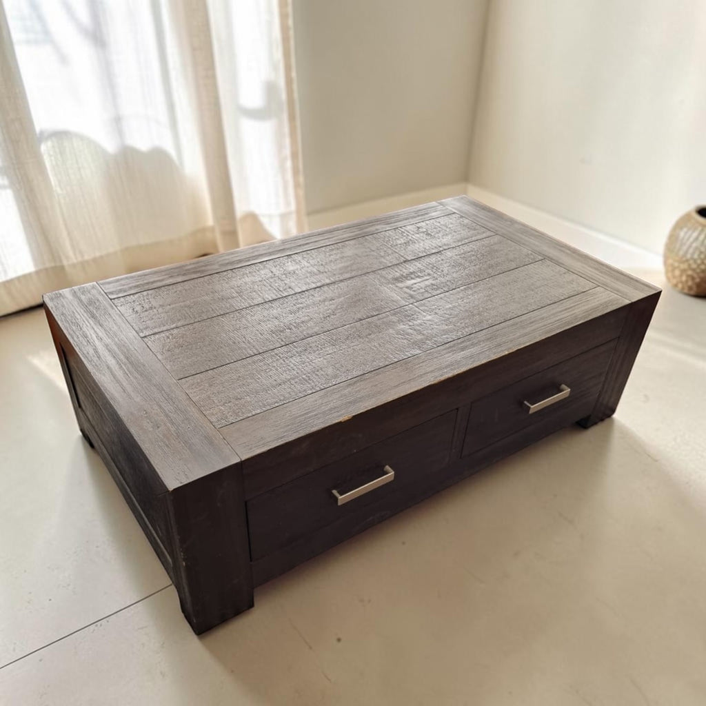 Rustic Dark Wood Coffee Table