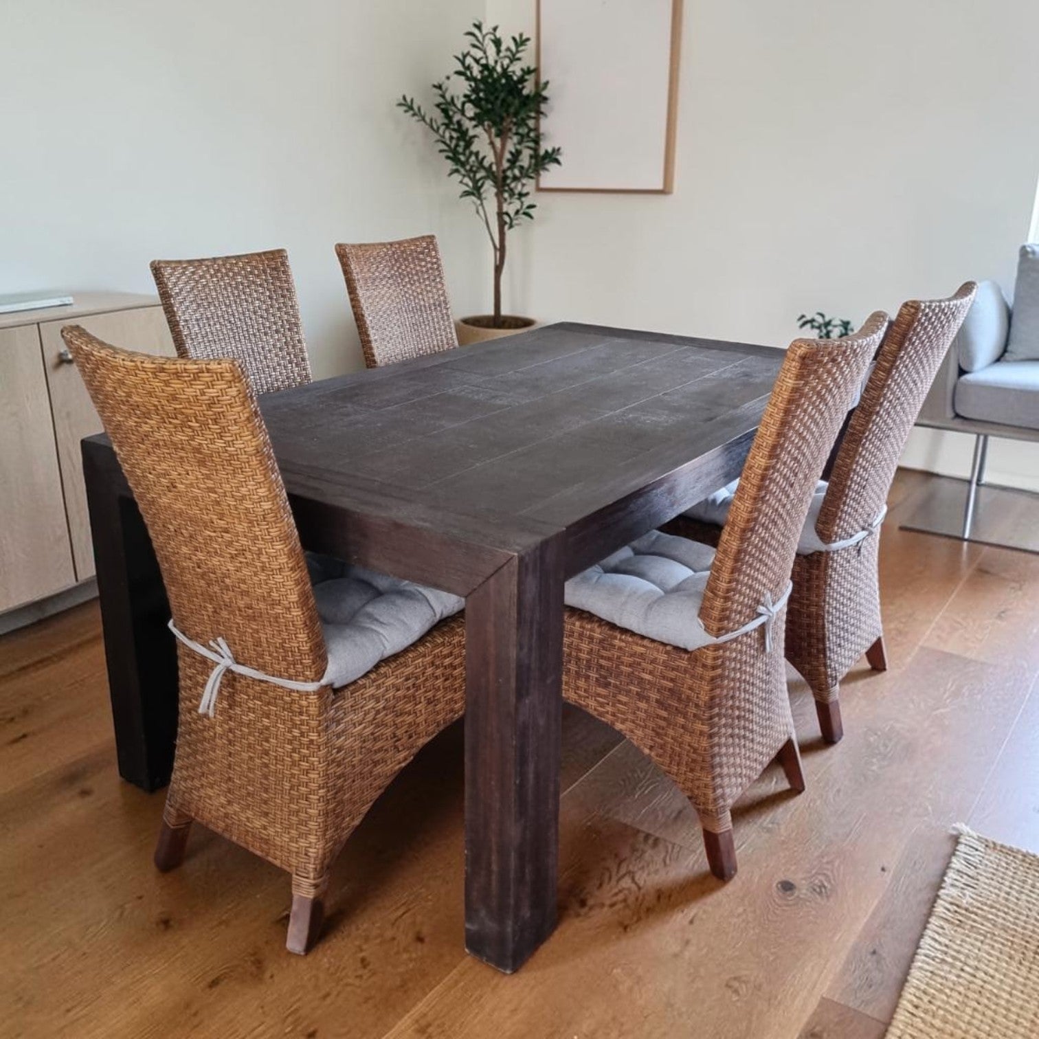 Rustic Dark Wood Dining Set