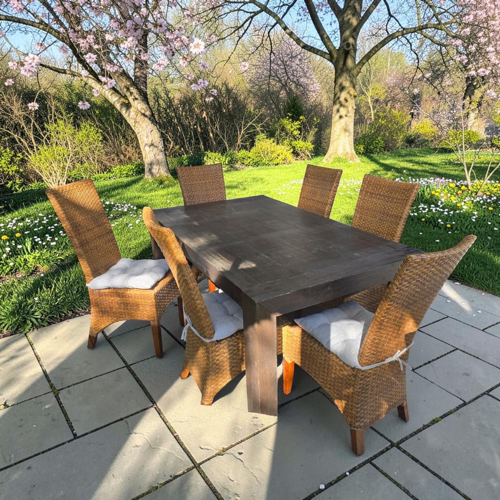 Rustic Dark Wood Dining Set