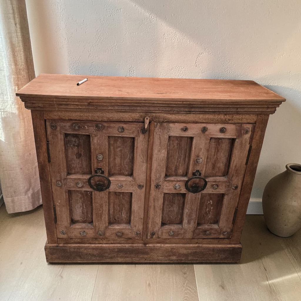 Rustic Wooden Storage Cabinet (Dimensions: 94x114x42)