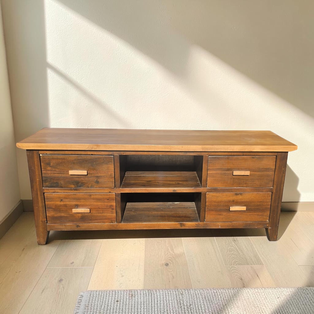 Rustic Wooden TV Entertainment Unit (Dimensions: 65x160x55)