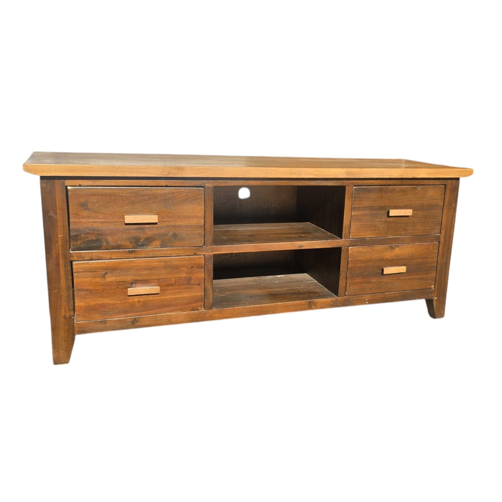 Rustic Wooden TV Entertainment Unit (Dimensions: 65x160x55)