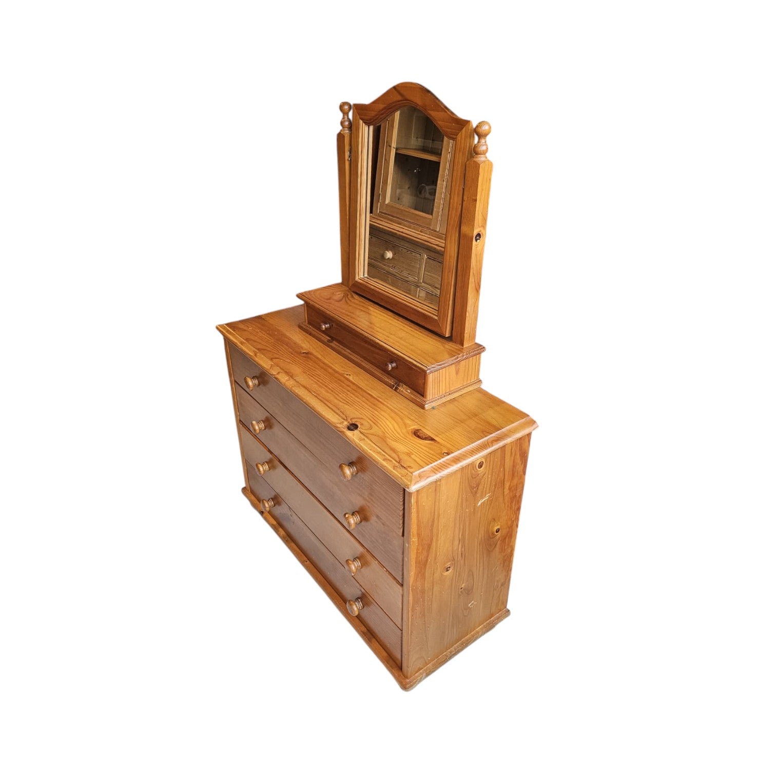 SOLID Pine Chest Of Drawers With A Detachable Mirror (Dimensions: 103x54x42)