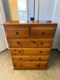 SOLID Pine Wood 6 Drawer Tallboy Dresser