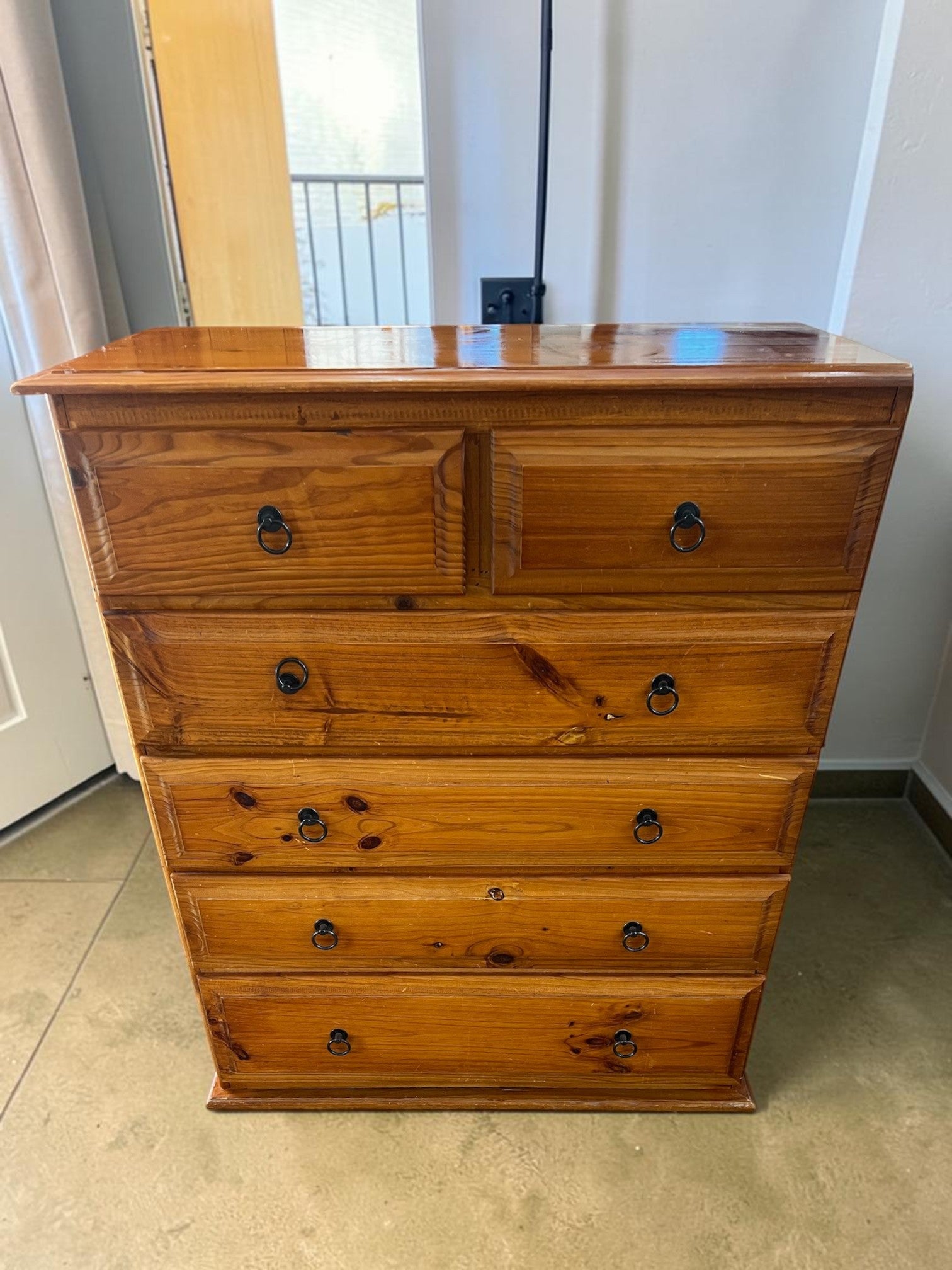 SOLID Pine Wood 6 Drawer Tallboy Dresser
