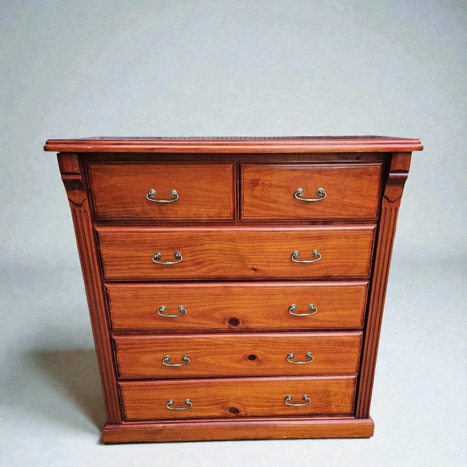 SOLID Timber Tallboy Chest Of Drawers (Dimensions: 113x110x50)