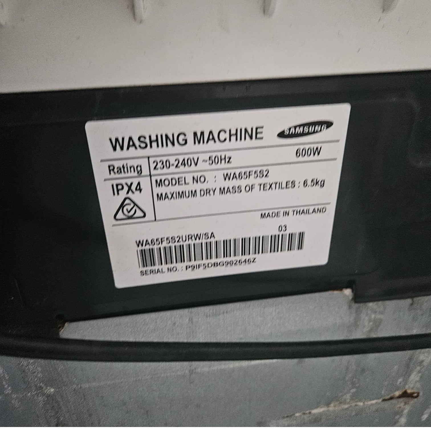 Samsung 6.5 Kg Automatic Washing Machine (WA65F5S2URW/SA)(Dimensions: 97x60x63)