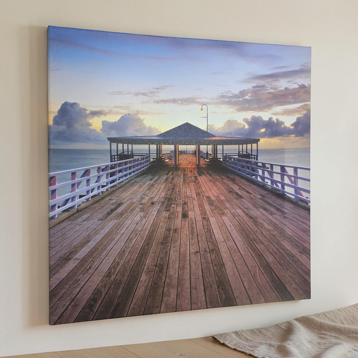 Scenic Wooden Pier At Sunrise Wall Art (Dimensions: 60x60)