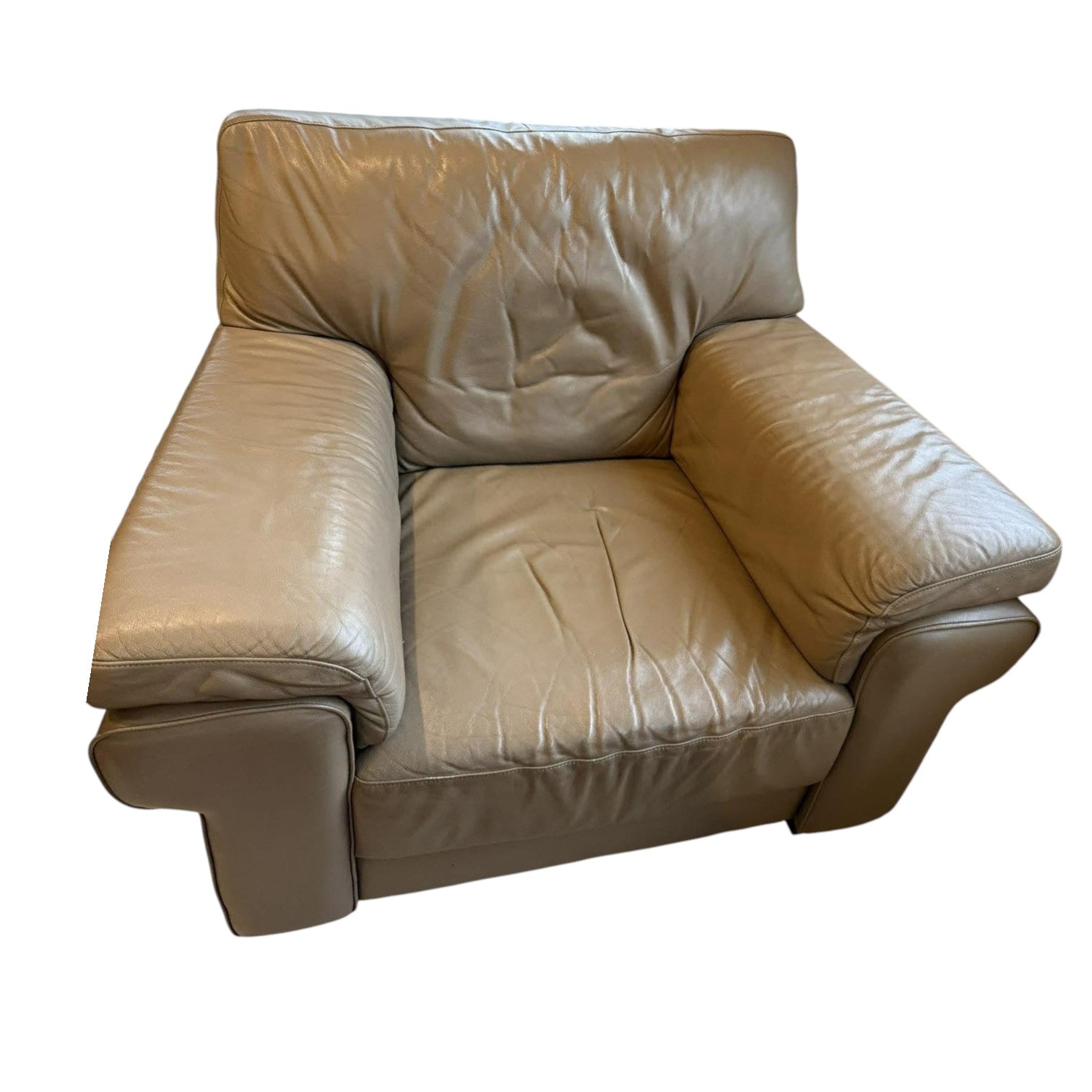 Set Of Beige Two-seater And One-seater Leather Sofa