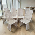 Set Of White Woven Rattan High-Back Dining Chairs ($99 Each)