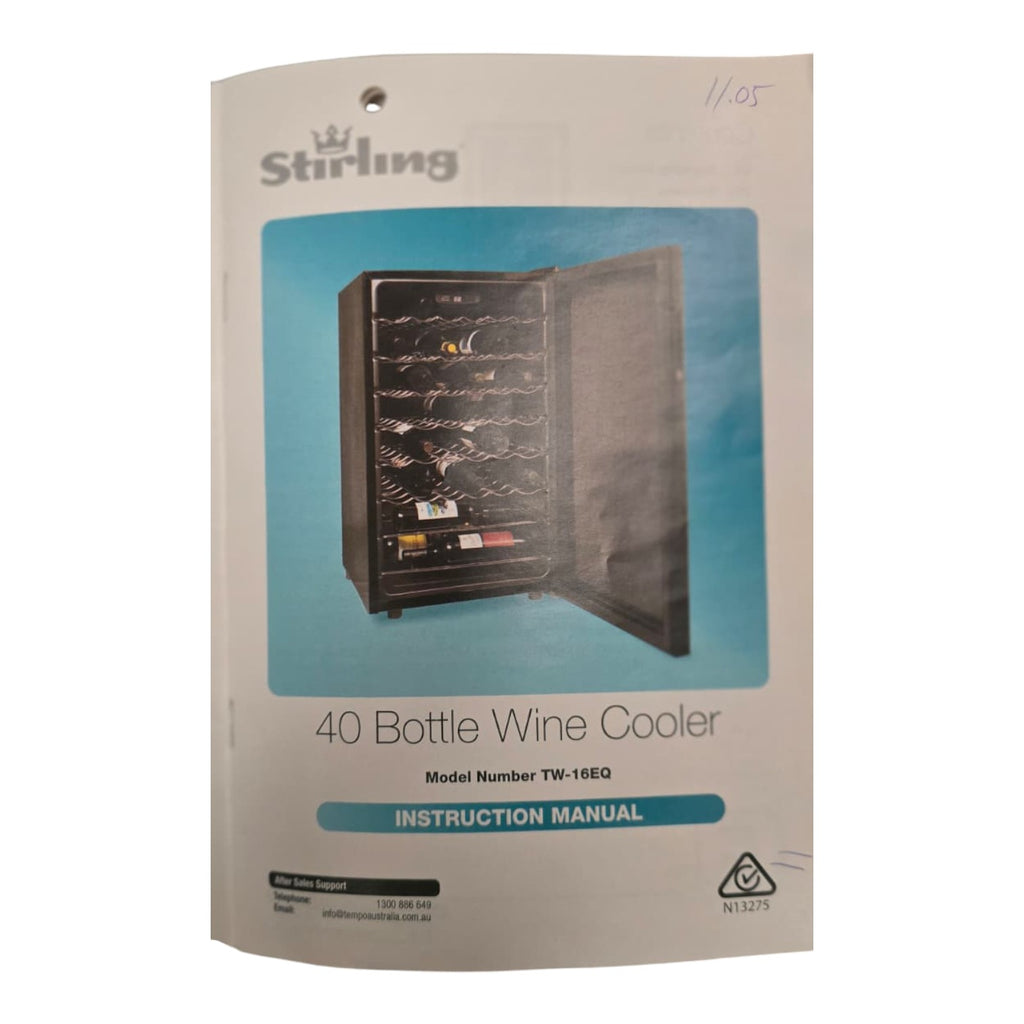 Stirling 40 Bottle Wine Cooler Model Number TW-16EQ (Dimensions: 83x49x55)