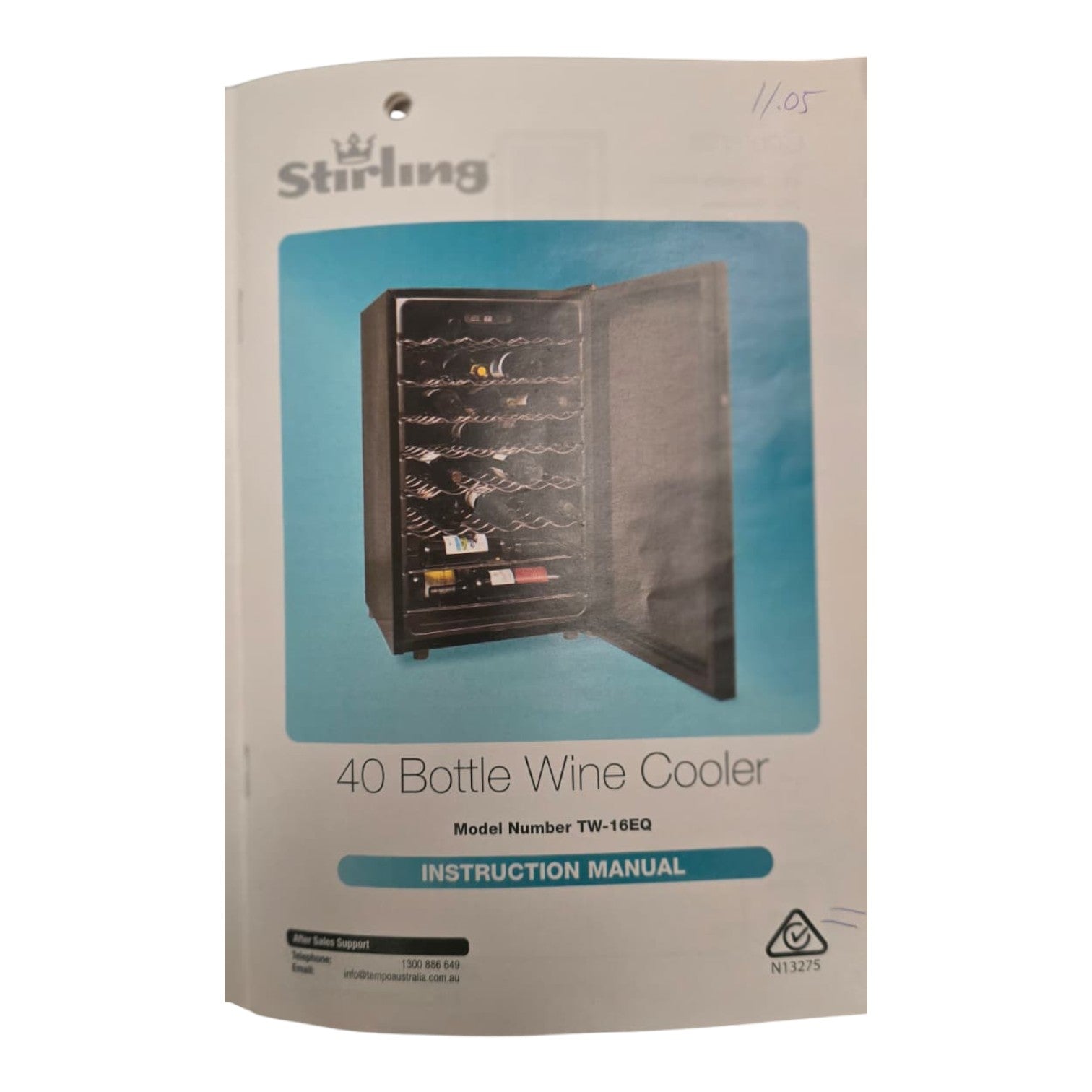 Stirling 40 Bottle Wine Cooler Model Number TW-16EQ (Dimensions: 83x49x55)