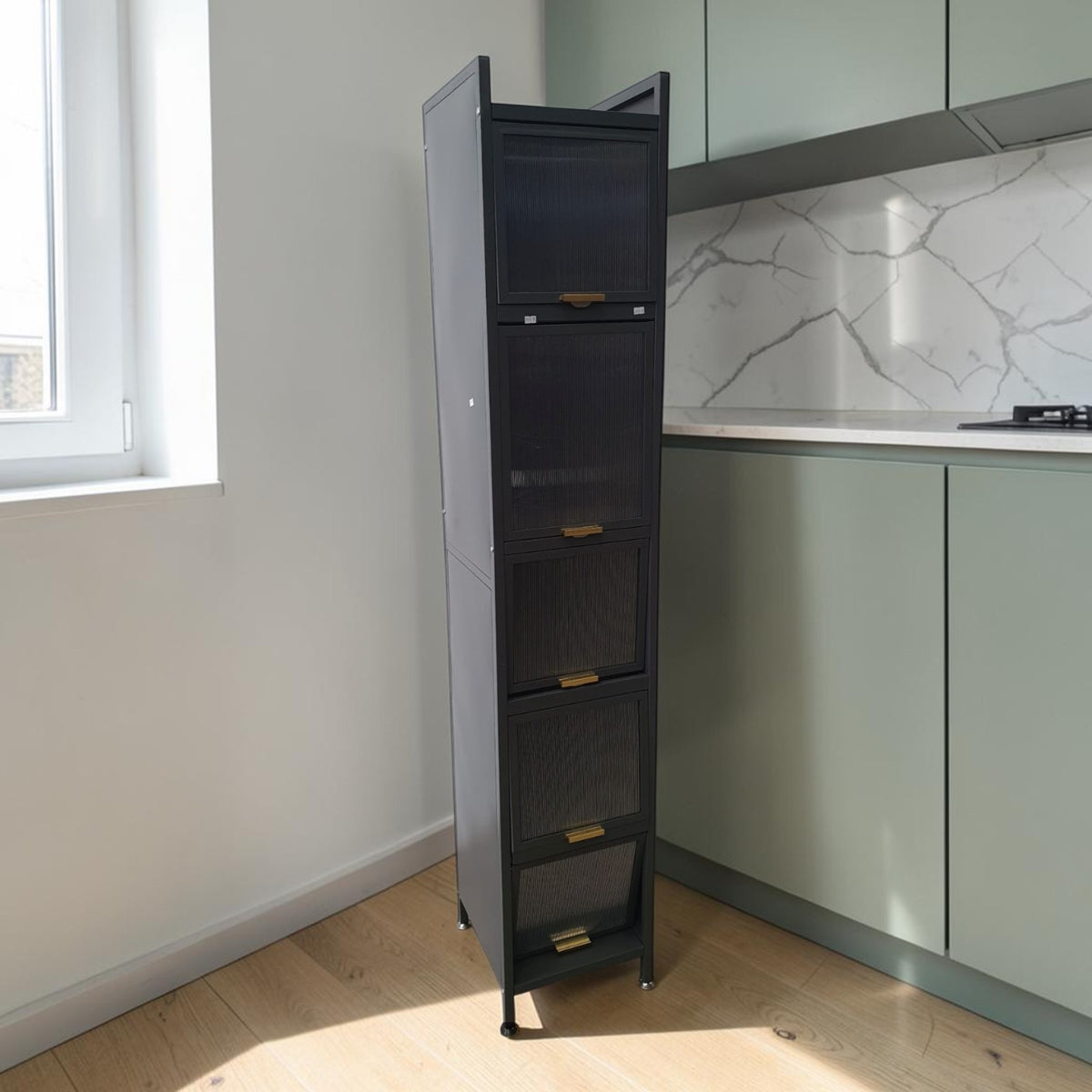 Tall Narrow Multi-Tier Metal Storage Cabinet (Dimensions: 190 X 35 X 36cm)