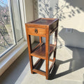 Tall Narrow Wooden Side Table (Dimensions: 75x27x35.5)