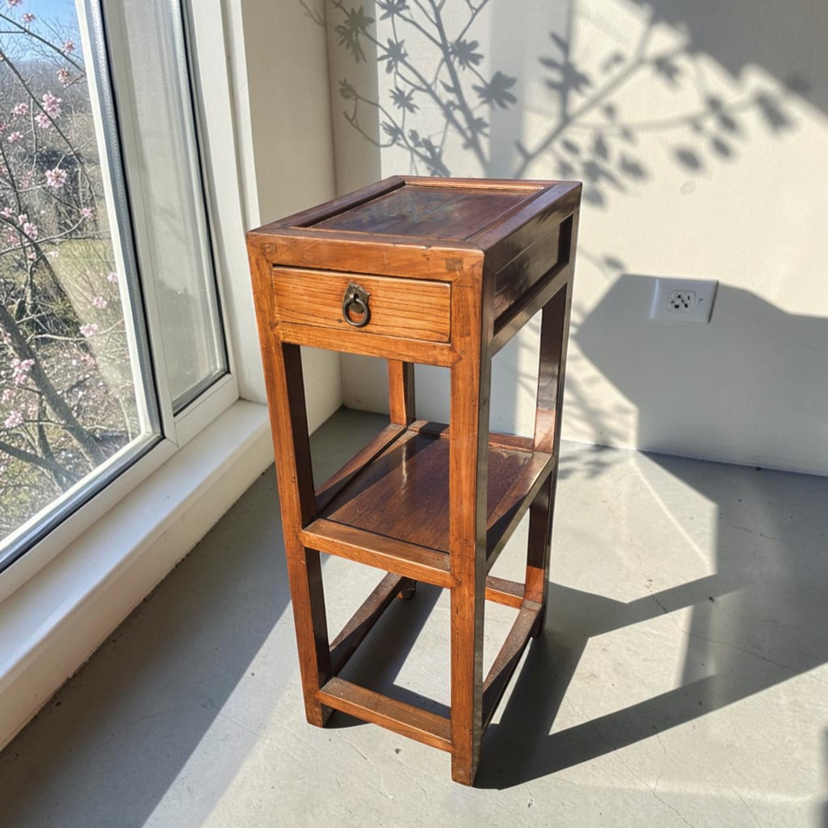 Tall Narrow Wooden Side Table (Dimensions: 75x27x35.5)