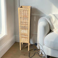 Tall Rectangular Wooden Floor Lamp (Dimensions: 130x28)