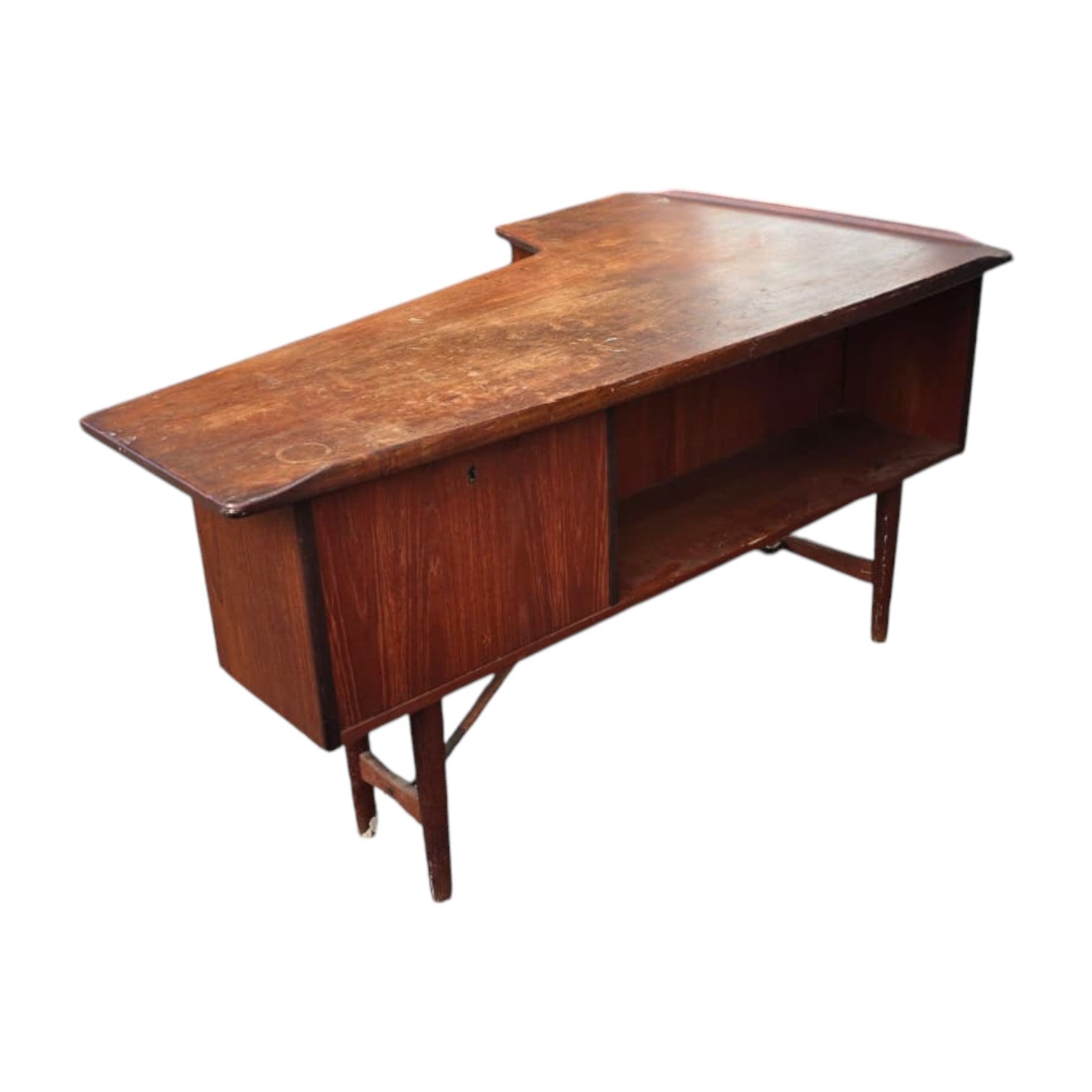 Teak Danish Modern Boomerang Desk (Dimensions: 72x149x89)