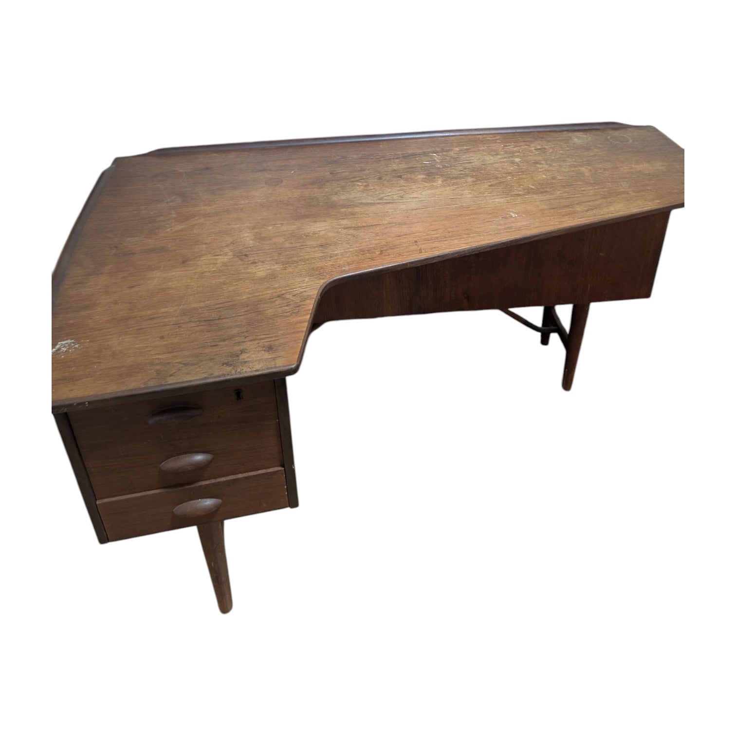 Teak Danish Modern Boomerang Desk (Dimensions: 72x149x89)