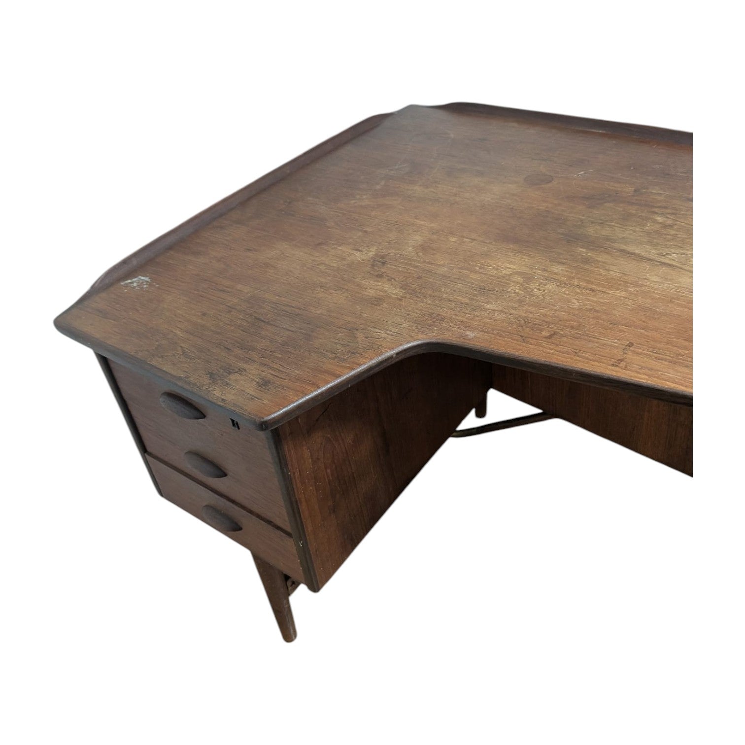 Teak Danish Modern Boomerang Desk (Dimensions: 72x149x89)