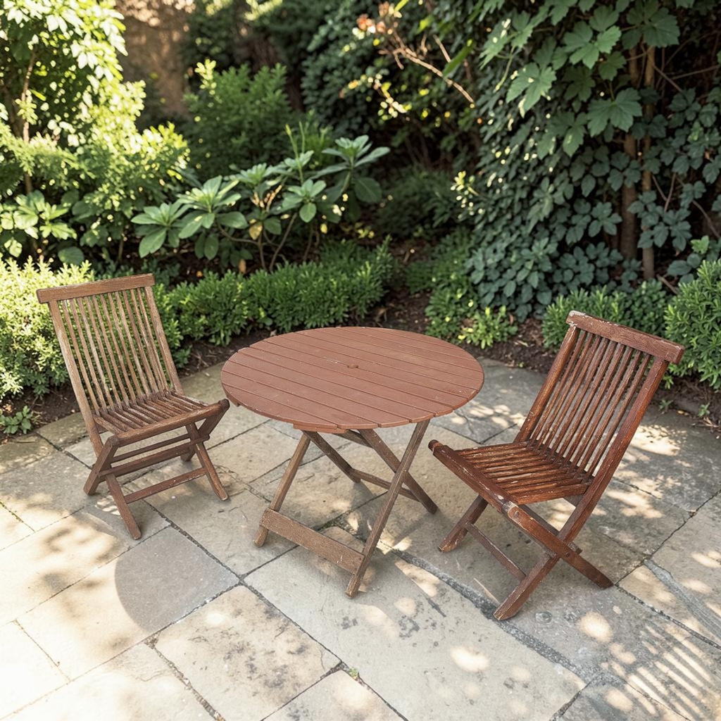Teak Wooden Folding Bistro Set (70 Height 91 Diameter)