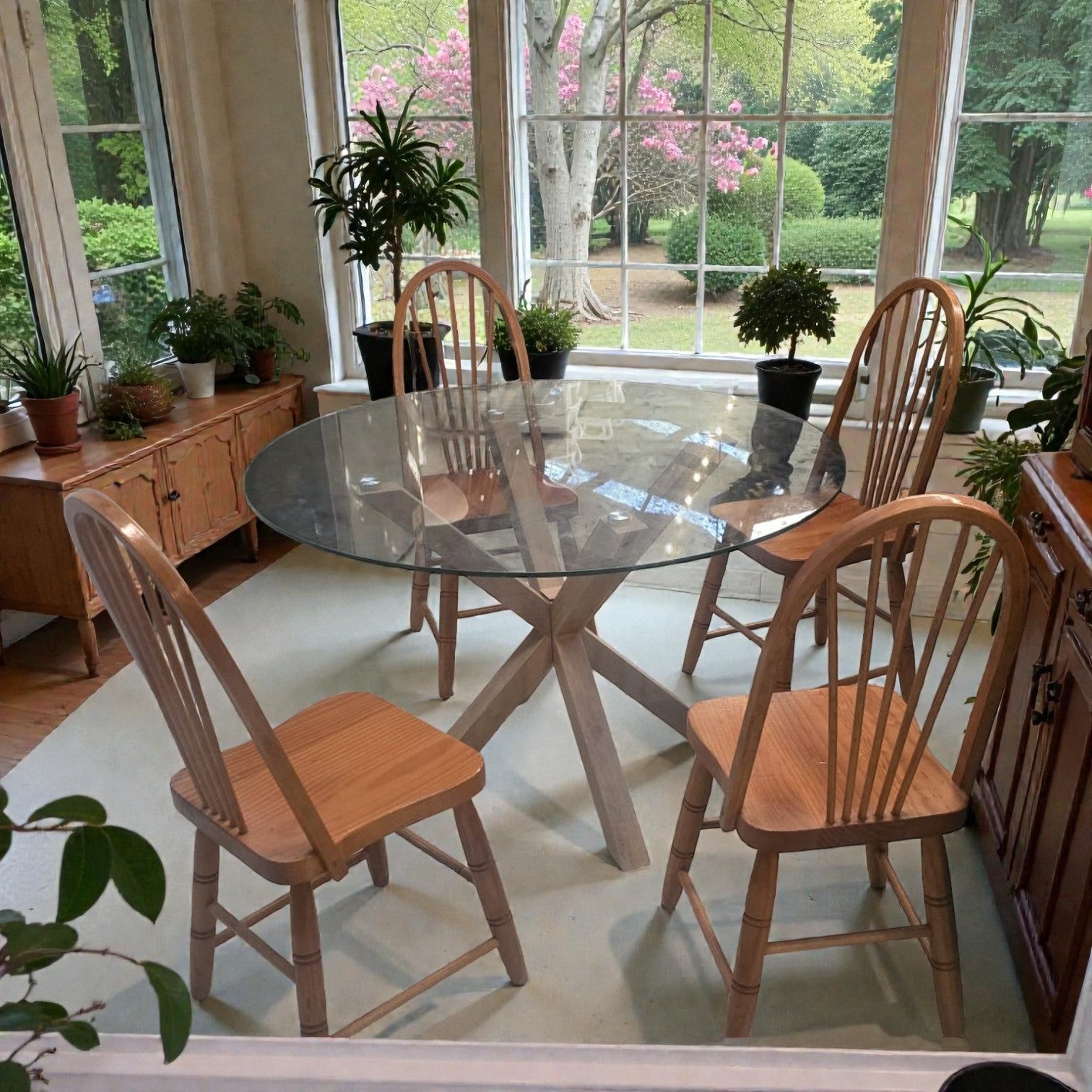 Temple & Webster Round Glass Dining Table