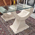 Tessellated Stone Organic Shape Base Rectangular Sofa Console Table Art Deco & Coffee Table