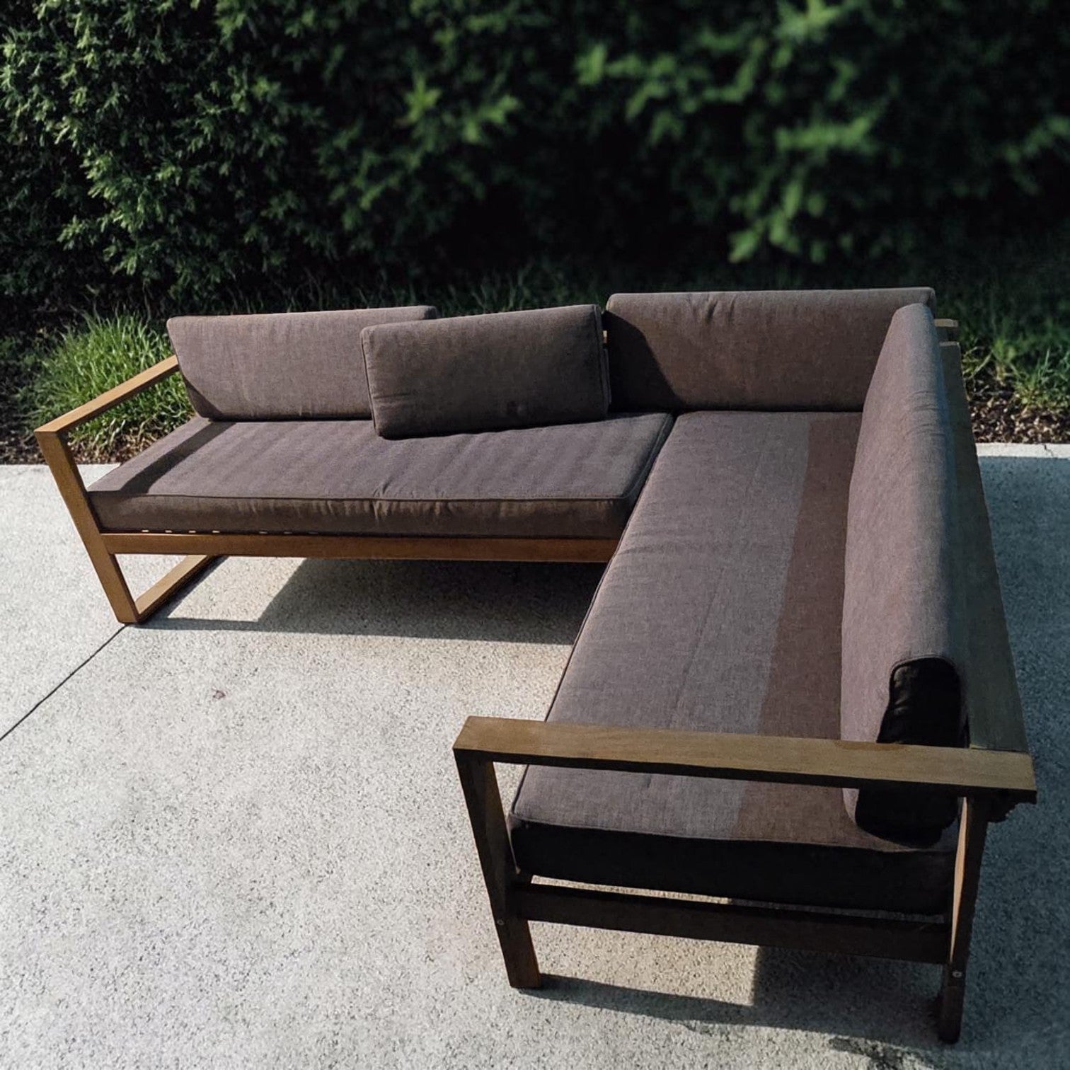 Timber Framed L Shaped Outdoor Sectional Sofa