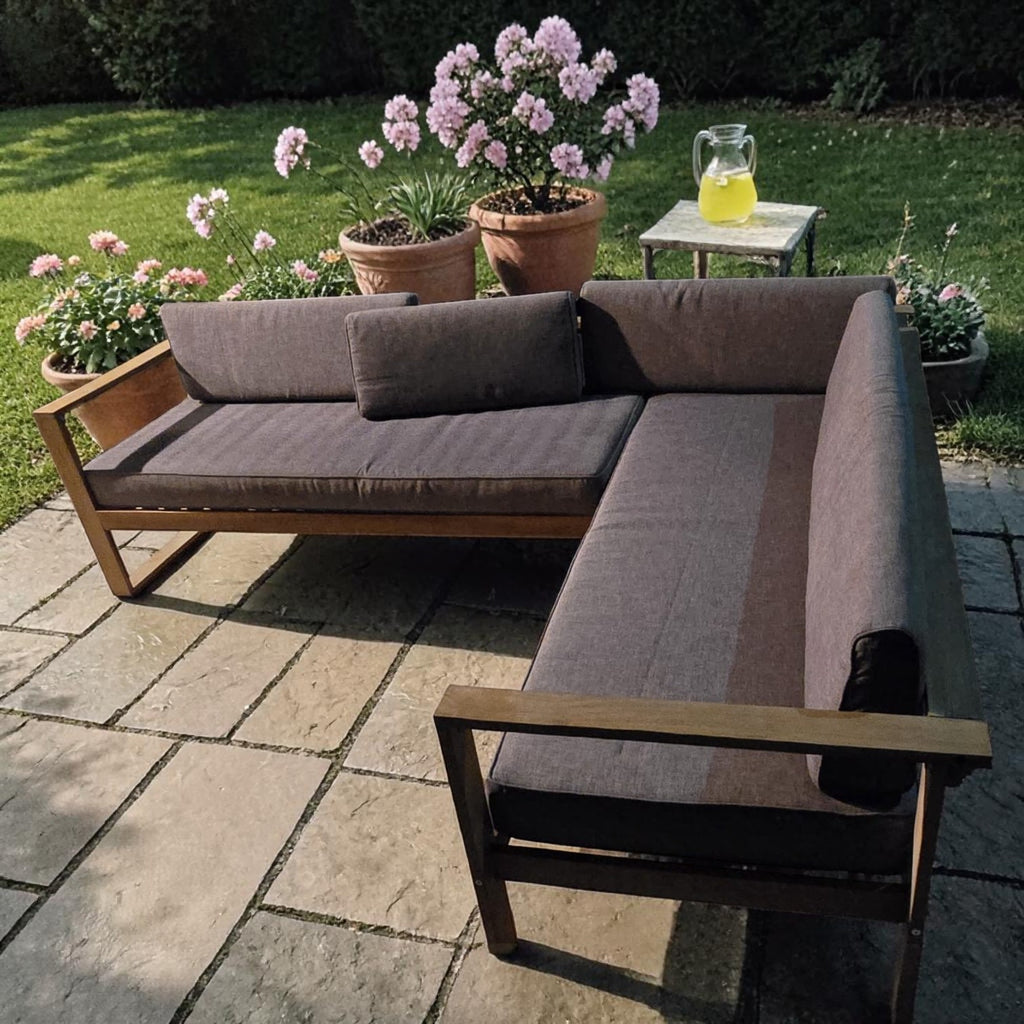 Timber Framed L Shaped Outdoor Sectional Sofa