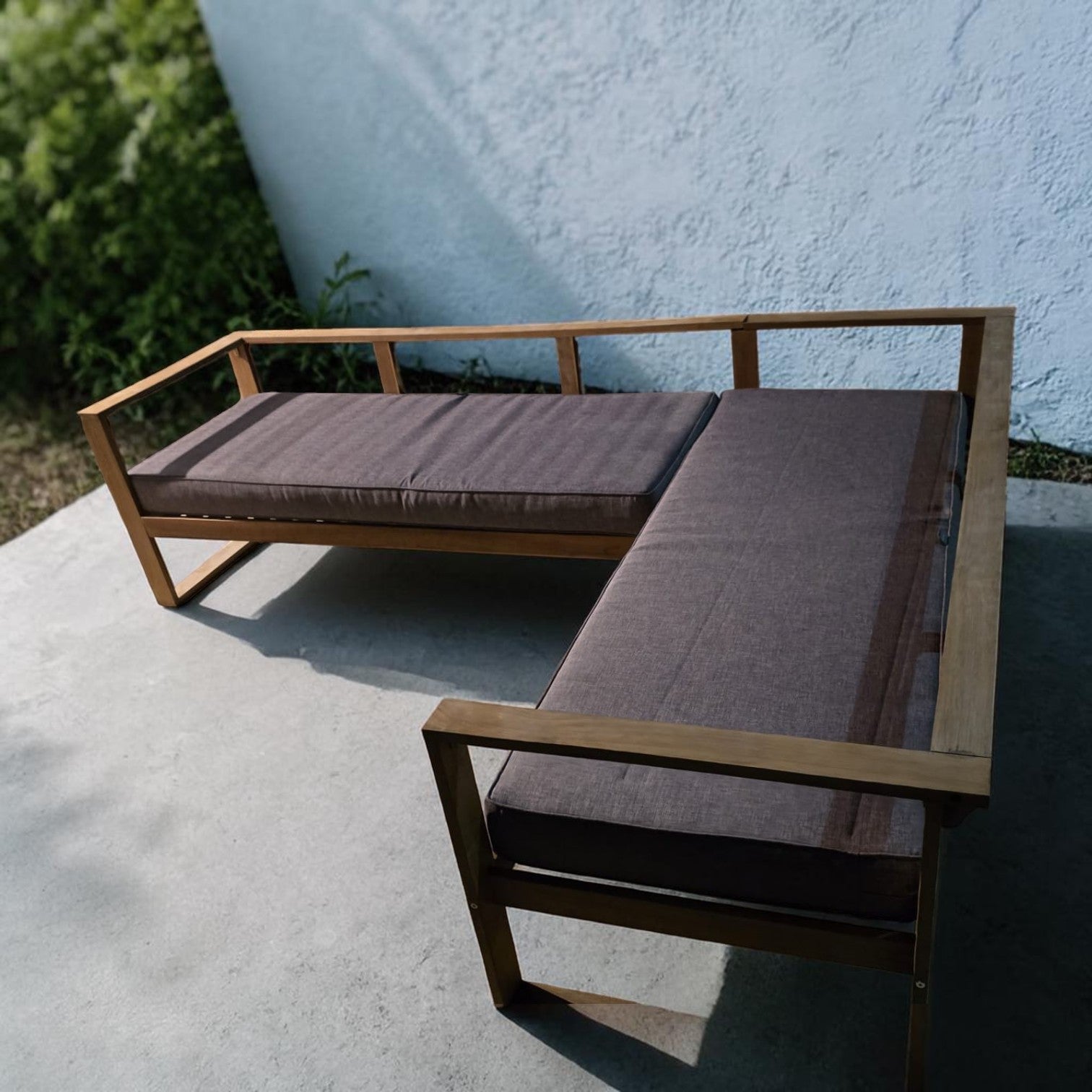 Timber Framed L Shaped Outdoor Sectional Sofa