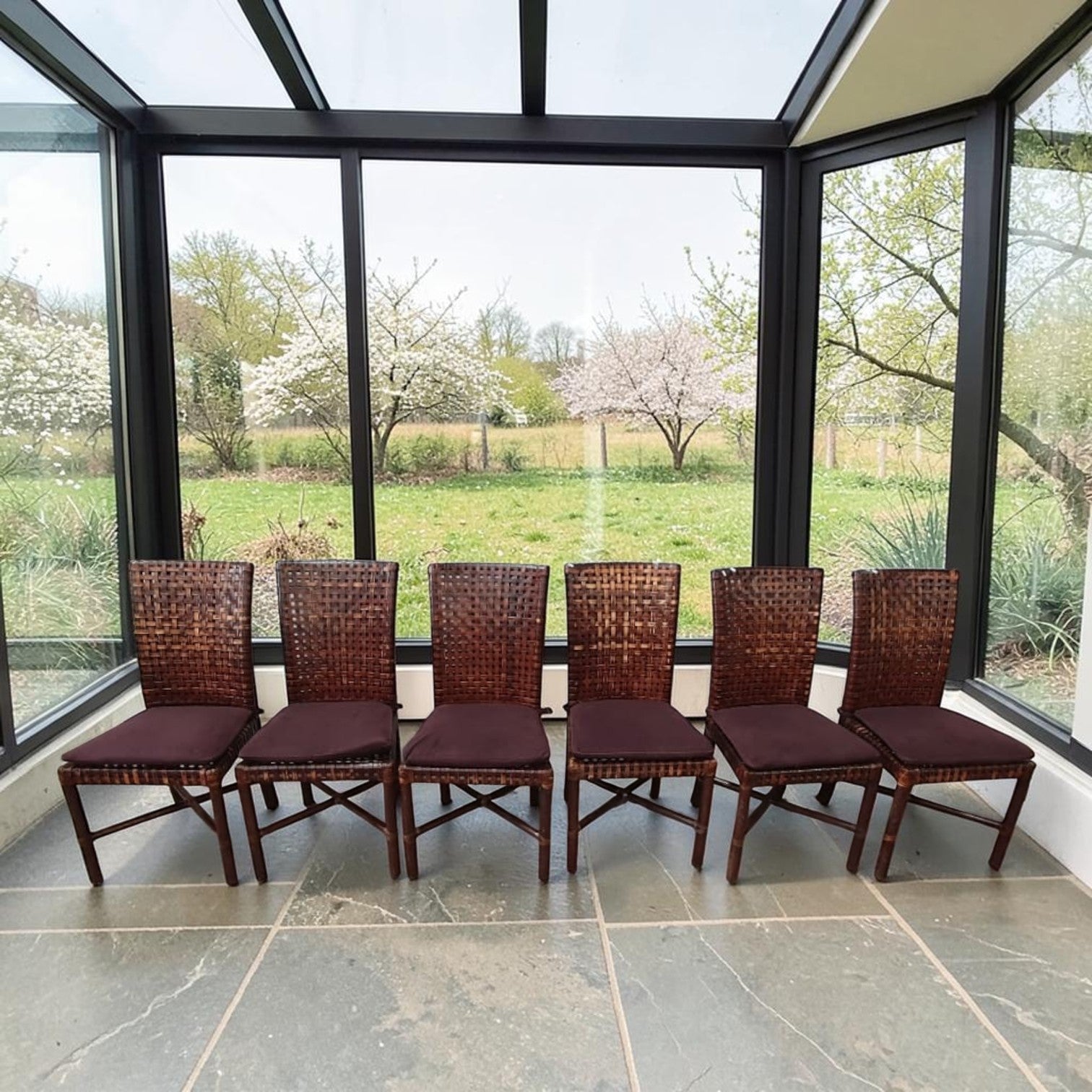 Tropical Boho-Style Dining Chairs Crafted From Woven Rattan x8 $699 Each