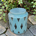 Turquoise Lattice Ceramic Garden Stool