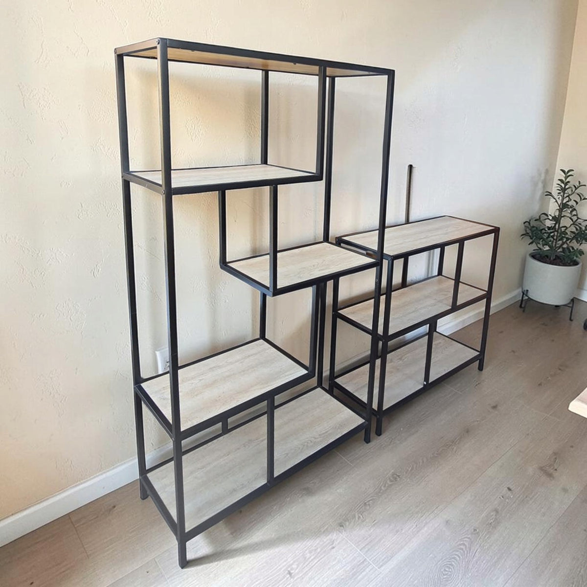 Two Industrial-Style Modular Shelving Units