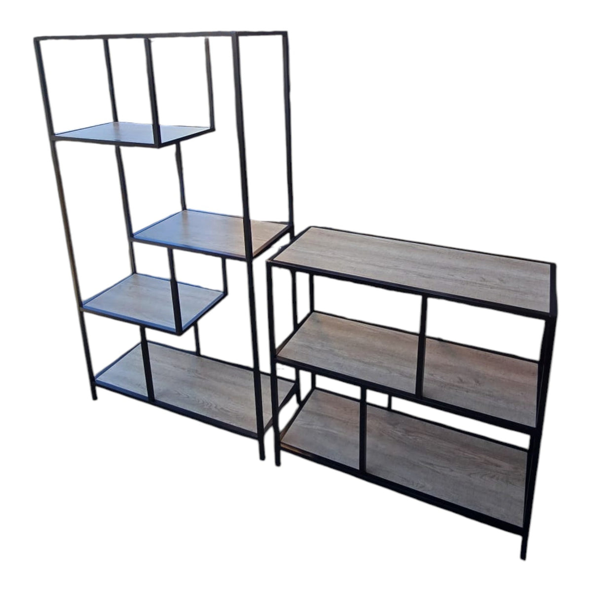 Two Industrial-Style Modular Shelving Units