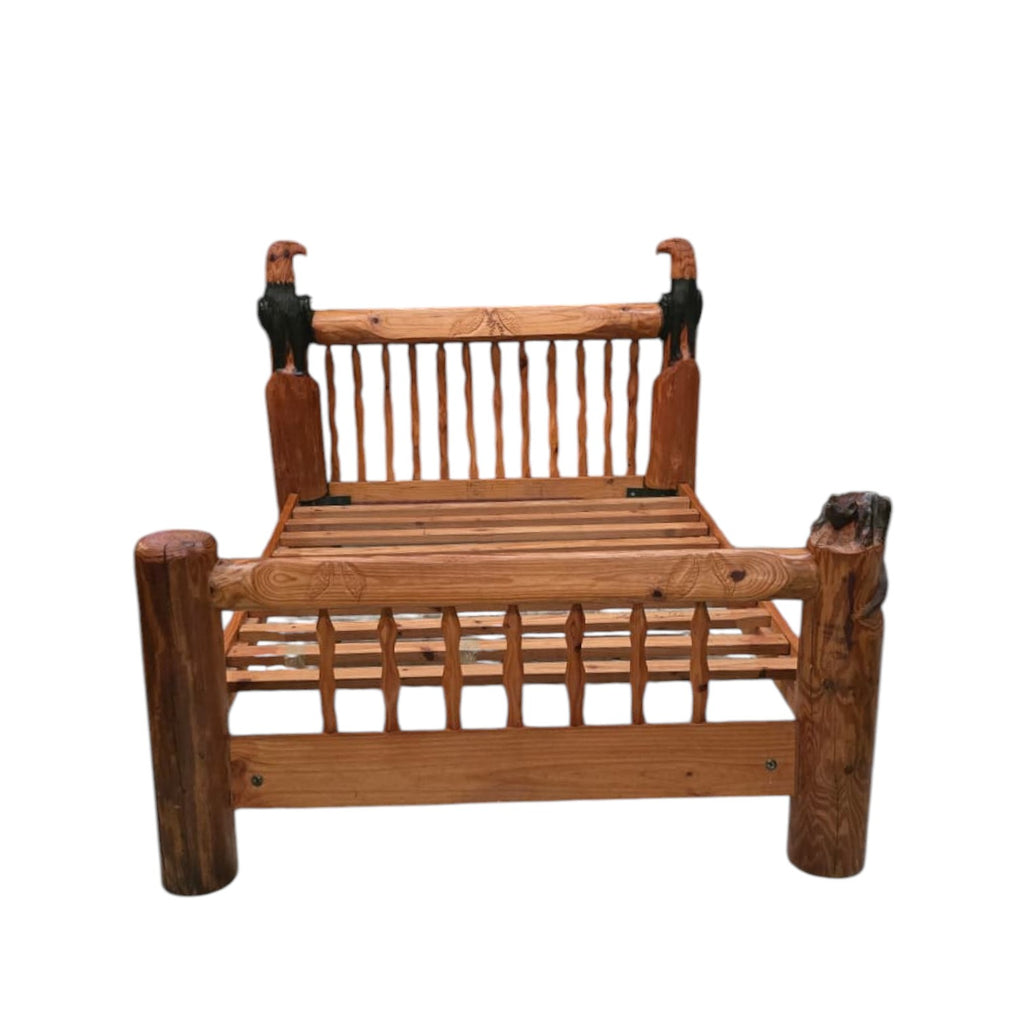 Unique Log-Style Wooden Bed Frame