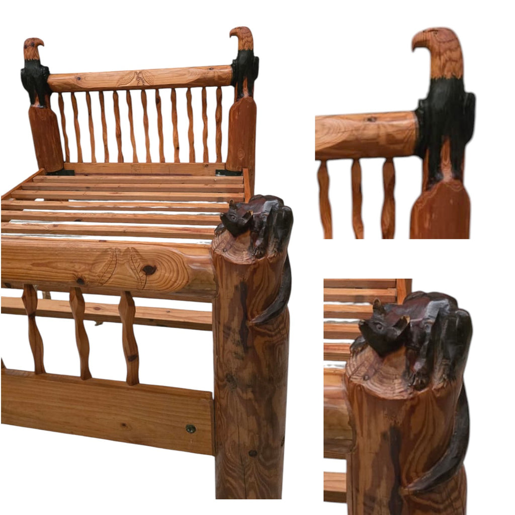 Unique Log-Style Wooden Bed Frame