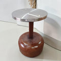 Unique Pedestal Accent Table With Timber Based, Metal Top (Dimensions 70 X 50cm)
