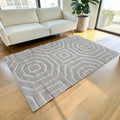 Vanuatu Suri Ash Geometric Flatweave Rug (Dimensions: 280x195)