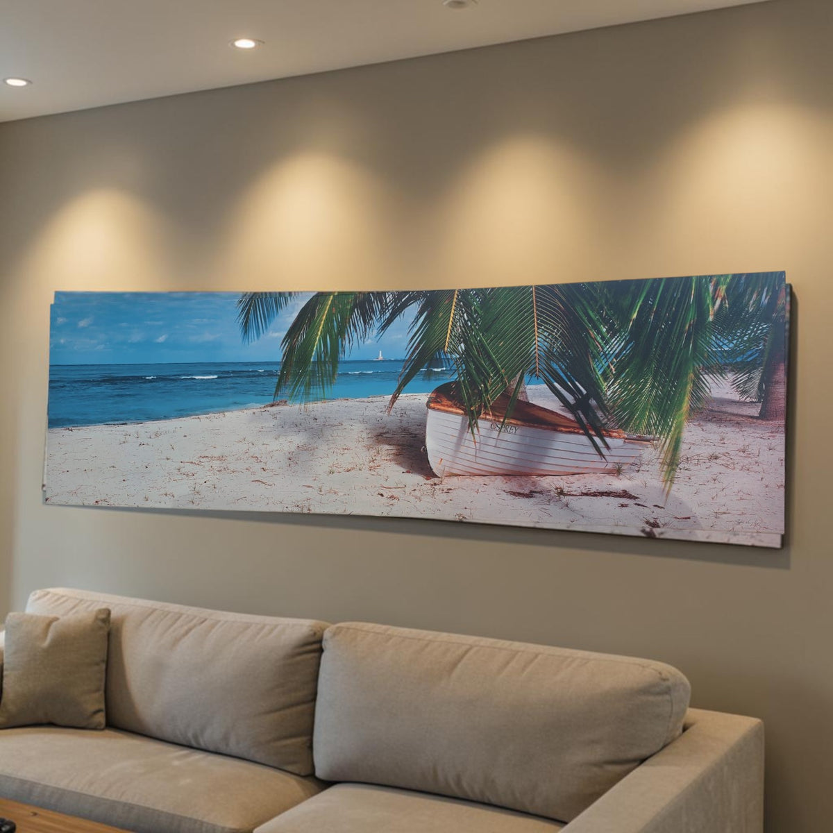 Vaughn Good Ship Osprey Tropical Beach Scene Wall Art (Dimensions: 47x152)