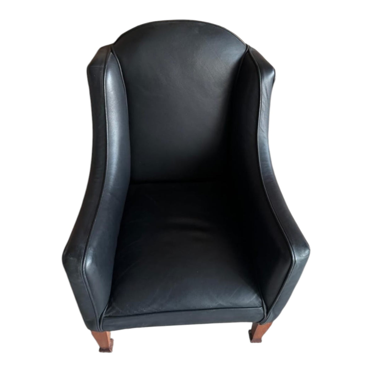 Vintage Black Leather Armchair (Dimensions: 90x60x61)