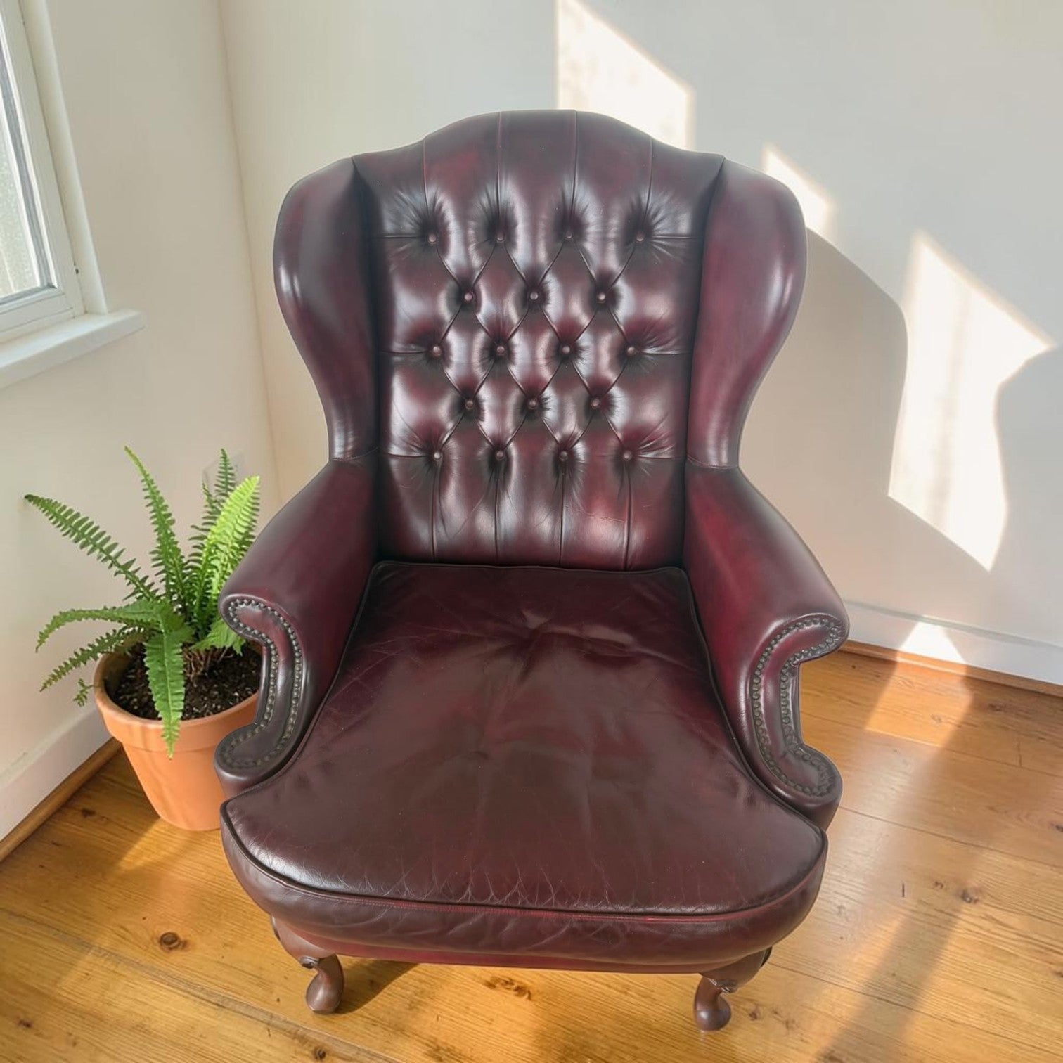 Vintage Chesterfield Wingback Armchair And Footstool ($1300 Each)